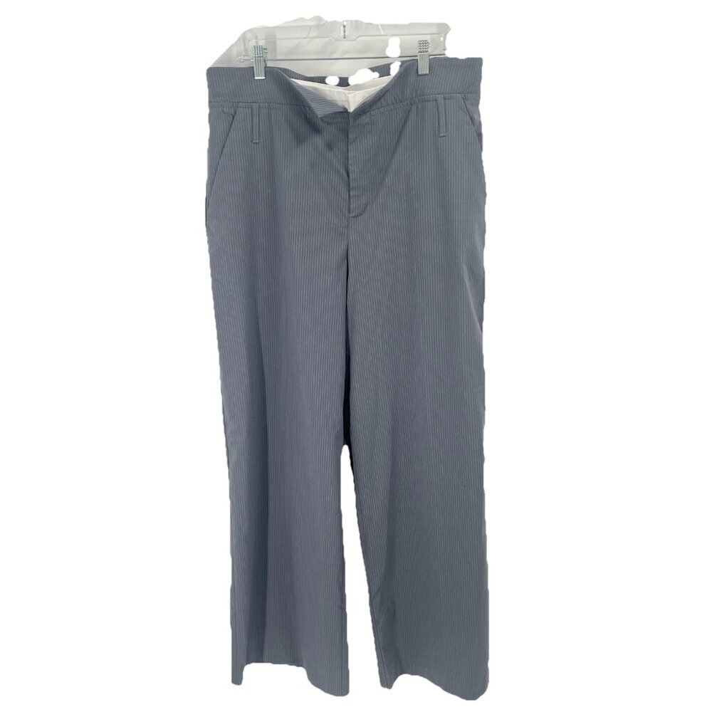 Zara Gray Pinstripe Wide Leg Pants Sz XXL Classic Modern Professional Career